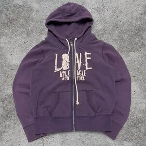 Vintage Y2K American Eagle Women's Cropped Hoodie